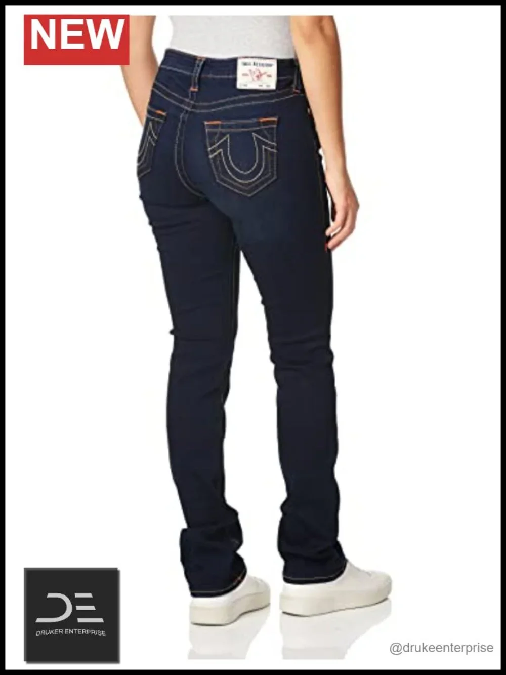 Women's Mid Rise Straight Leg Jeans, Soft Stretch Cotton Blend Denim